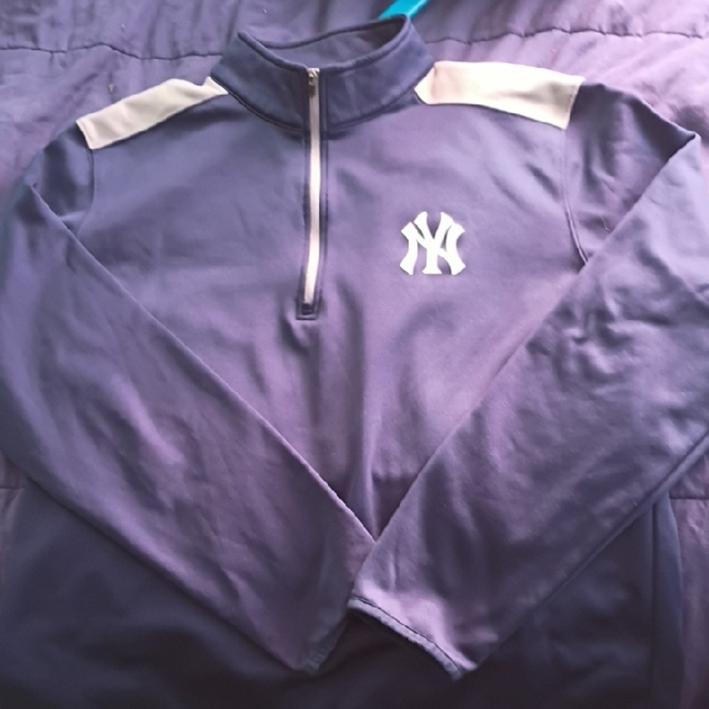 Majestic Navy and Gray Quarter-Zip Pullover